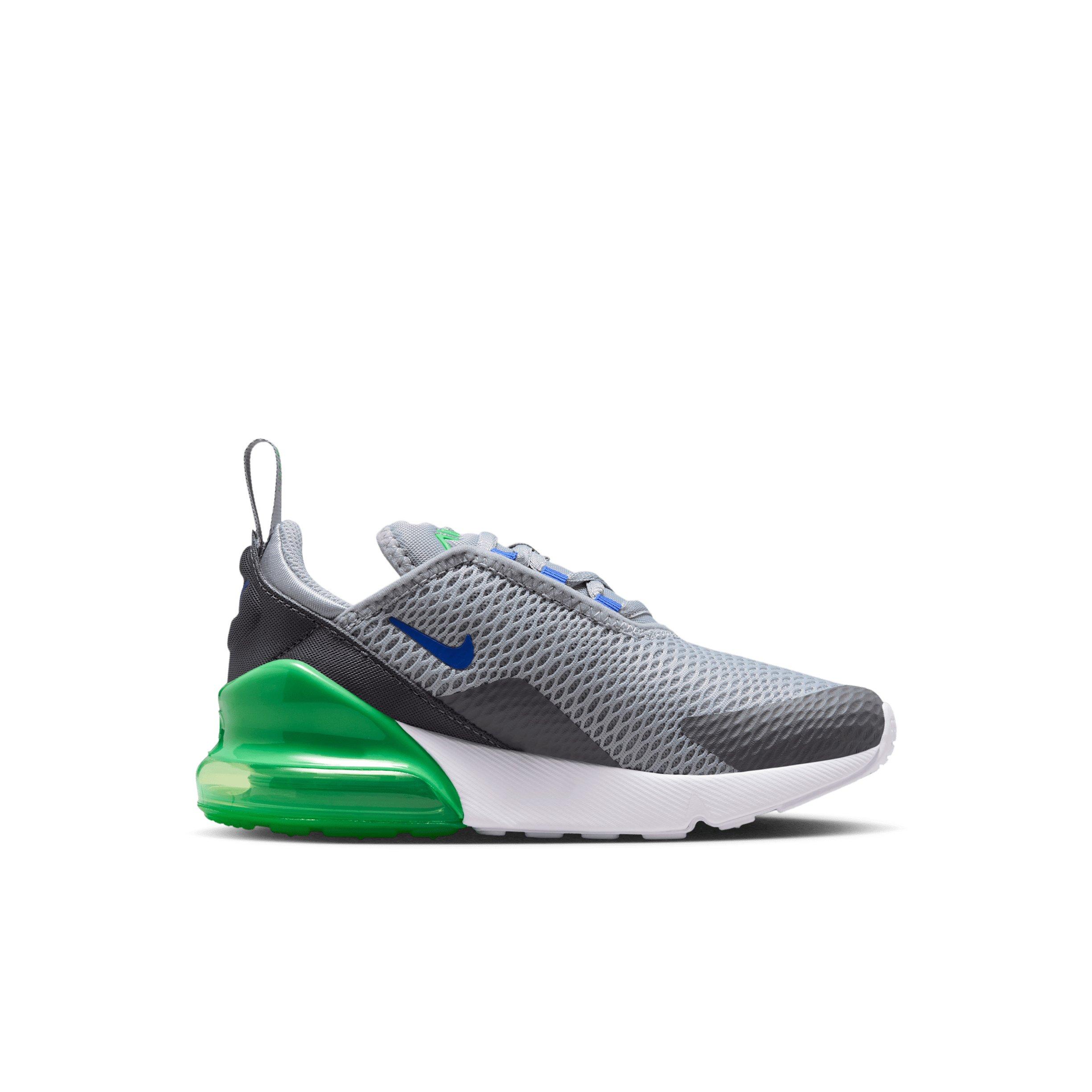 Nike Air Max 270 "Wolf Grey/Smoke Grey/Green Spark/Racer Blue" Preschool Boys' Shoe - GREY/GREY/GREEN/BLUE